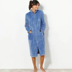 Robe de chambre zippée maille polaire texturée
