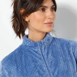 Robe de chambre zippée maille polaire texturée