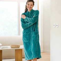 Robe de chambre zippée maille polaire texturée