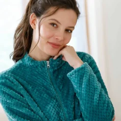 Robe de chambre zippée maille polaire texturée