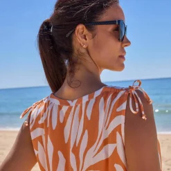Robe de plage courte, crépon imprimé