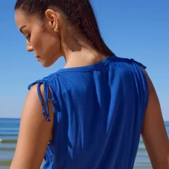 Robe de plage courte, crépon uni