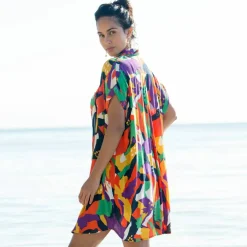 Robe de plage imprimée, crépon