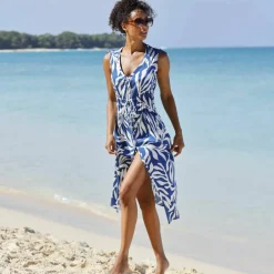 Robe de plage imprimée, crépon