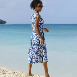Robe de plage imprimée, crépon
