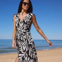 Robe de plage imprimée, crépon