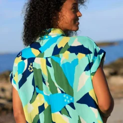 Robe de plage imprimée, crépon