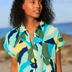 Robe de plage imprimée, crépon