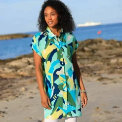Robe de plage imprimée, crépon