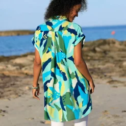 Robe de plage imprimée, crépon