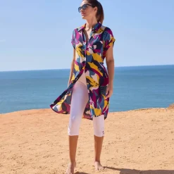 Robe de plage imprimée, crépon