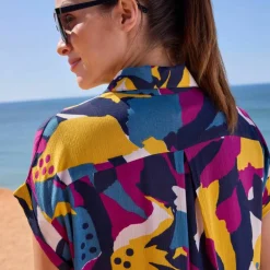 Robe de plage imprimée, crépon