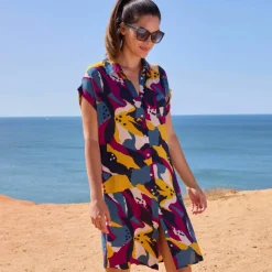 Robe de plage imprimée, crépon
