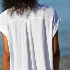 Robe de plage unie, crépon