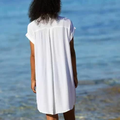 Robe de plage unie, crépon