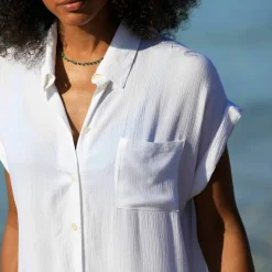 Robe de plage unie, crépon