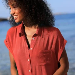 Robe de plage unie, crépon