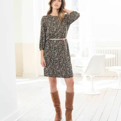 Robe droite manches 7/8ème imprimée