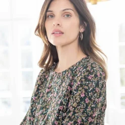 Robe droite manches 7/8ème imprimée