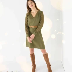 Robe housse manches plumetis