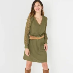 Robe housse manches plumetis