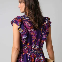 Robe imprimée manches volantées