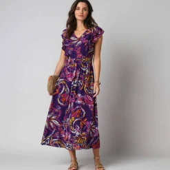 Robe imprimée manches volantées