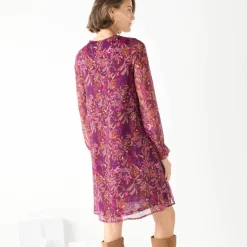 Robe imprimée à plis, imprimé forêt