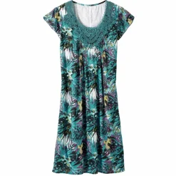 Robe imprimé tropical - décolleté macramé