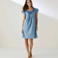 Robe jean macramé
