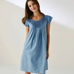 Robe jean macramé