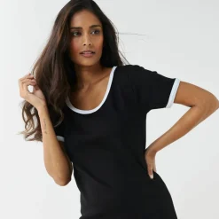 Robe longue bicolore, manches courtes