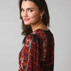Robe longue bohème imprimé patchwork, en crépon