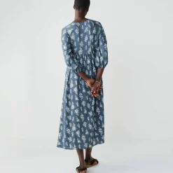 Robe longue boutonnée, imprimée