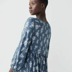 Robe longue boutonnée, imprimée