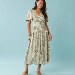 Robe longue boutonnée imprimée, Spécial Petites