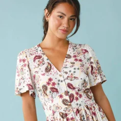 Robe longue boutonnée imprimée, Spécial Petites