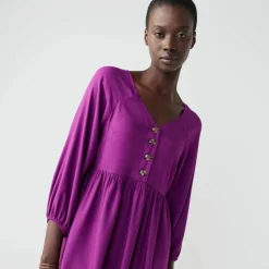 Robe longue boutonnée, unie