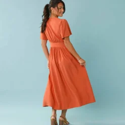 Robe longue boutonnée unie, Spécial Petites