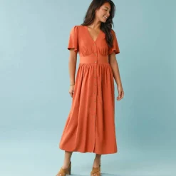 Robe longue boutonnée unie, Spécial Petites