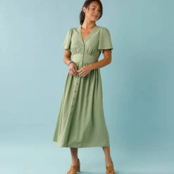 Robe longue boutonnée unie, Spécial Petites