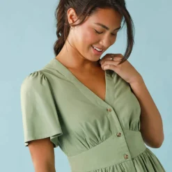Robe longue boutonnée unie, Spécial Petites