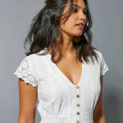 Robe longue dentelle macramé