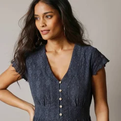 Robe longue dentelle macramé