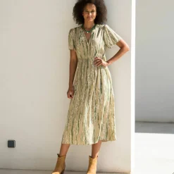 Robe longue en crépon, imprimée
