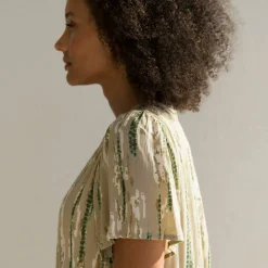 Robe longue en crépon, imprimée