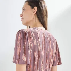 Robe longue en crépon, imprimée