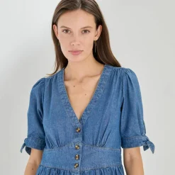 Robe longue en denim, évasée
