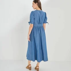 Robe longue en denim, évasée
