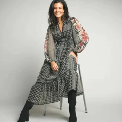 Robe longue en voile, imprimé ethnique